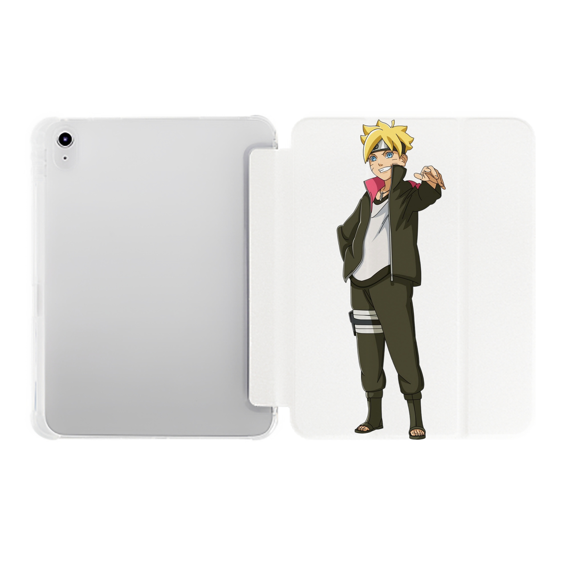 （画像用） NARUTO -ナルト- うずまき ボルト Uzumaki Boruto IPad ケース ペン収納付き 三つ折りスタンド PUレザー×シリコン 対応機種9.5/10.5/10.9インチ